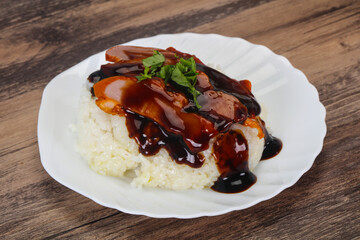 Rice with duck breast in Unagi sauce