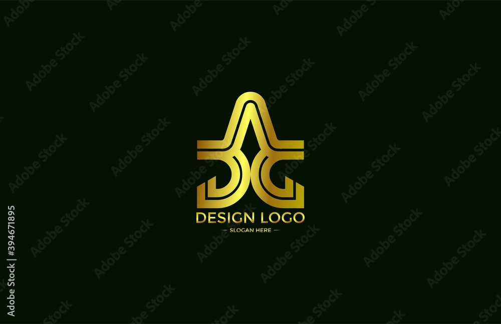 Poster logo typography initial letter agg linear monogram font vector