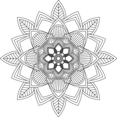 Easy Mandala coloring book simple and basic for beginners, seniors and children. Set of Mehndi flower pattern for Henna drawing and tattoo. Decoration in ethnic oriental, Indian style.