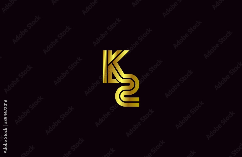 Poster logo typography initial letter k2 linear monogram font vector