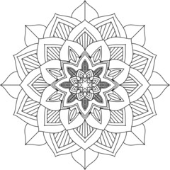 Easy Mandala coloring book simple and basic for beginners, seniors and children. Set of Mehndi flower pattern for Henna drawing and tattoo. Decoration in ethnic oriental, Indian style.