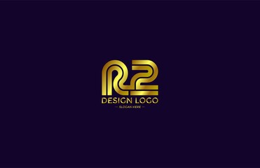 Logo Typography Initial Letter R2 Linear Monogram Font Vector