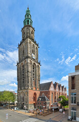Martinikerk (church of St. Martin of Tours) in Groningen, Netherlands - obrazy, fototapety, plakaty
