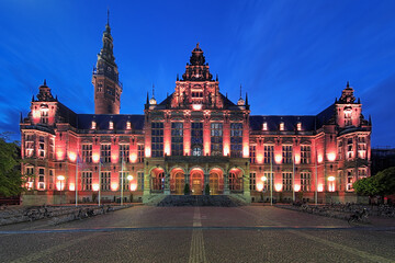 Academiegebouw (Main building) of the University of Groningen at evening, Netherlands