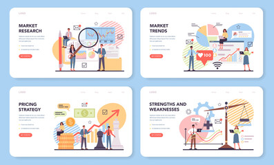 Market research and analysis set. Marketing strategy