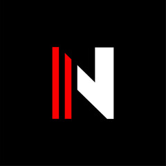 Red Lines Geometric Vector Logo Letter N