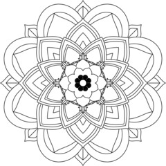 Fototapeta premium Easy Mandala coloring book simple and basic for beginners, seniors and children. Set of Mehndi flower pattern for Henna drawing and tattoo. Decoration in ethnic oriental, Indian style.