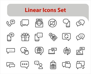 Simple set of message line vector line icons. contains icons such as conversation, SMS, notifications, group chat, and more. Editable stroke. 48x48 pixels perfect, white background
