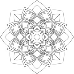 Easy Mandala coloring book simple and basic for beginners, seniors and children. Set of Mehndi flower pattern for Henna drawing and tattoo. Decoration in ethnic oriental, Indian style.