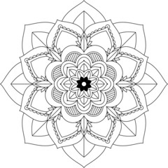 Easy Mandala coloring book simple and basic for beginners, seniors and children. Set of Mehndi flower pattern for Henna drawing and tattoo. Decoration in ethnic oriental, Indian style.