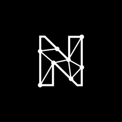 Vector Logo Letter Dots Lines Connections N
