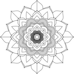 Easy Mandala coloring book simple and basic for beginners, seniors and children. Set of Mehndi flower pattern for Henna drawing and tattoo. Decoration in ethnic oriental, Indian style.