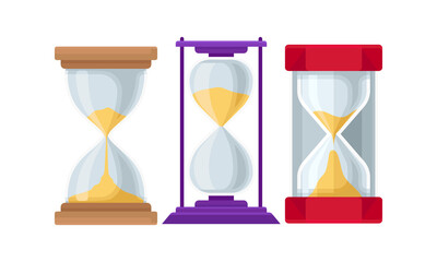 Hourglass or Sandglass as Device for Time Measuring Vector Set