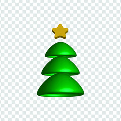 Drawing of a beautiful Christmas tree. Transparent background. Editable vector.