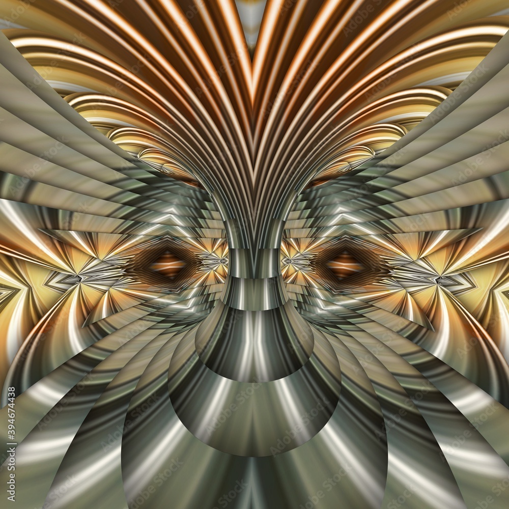 Poster copper and silver shiny metallic overlapping shapes patterns and designs