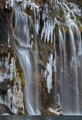 Frozen Waterfalls in Plitvice National Park, Croatia
