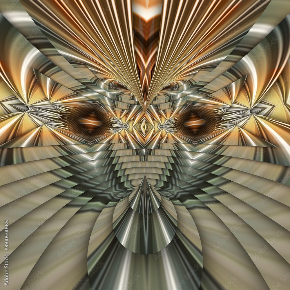 Poster copper and silver shiny metallic overlapping shapes patterns and designs