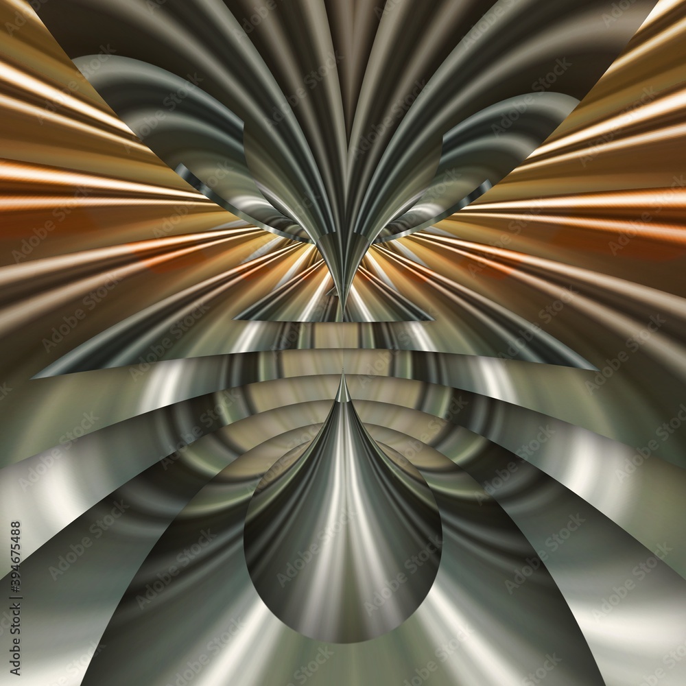 Poster copper and silver shiny metallic overlapping shapes patterns and designs