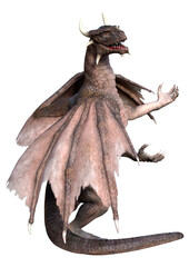 3D Rendering Fairy Tale Dragon on White