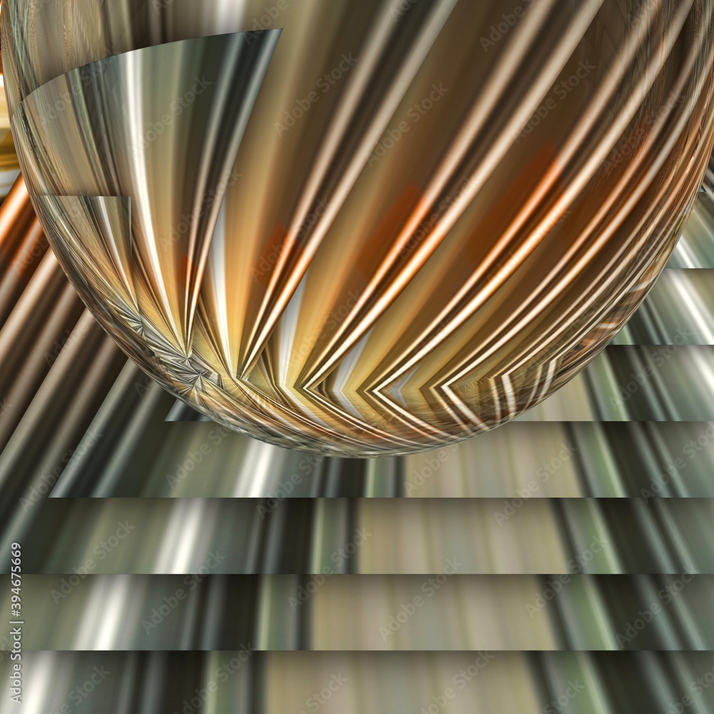 Poster copper and silver shiny metallic overlapping shapes patterns and designs