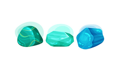 Semi Precious Stone and Minerals with Shiny Surface Vector Set