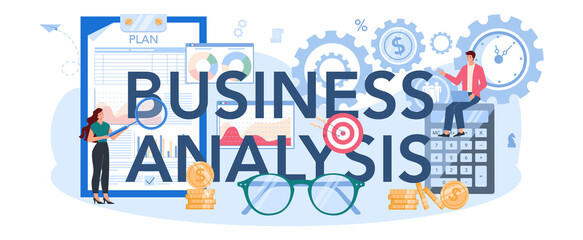 Business analysis typographic header. Project optimization consultant.