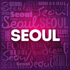 Seoul wallpaper word cloud, travel concept background