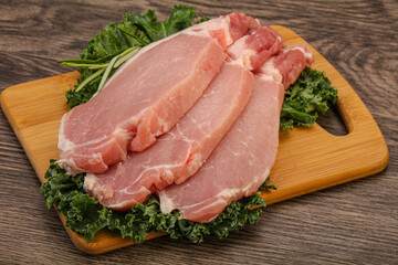 Raw pork steak for cooking
