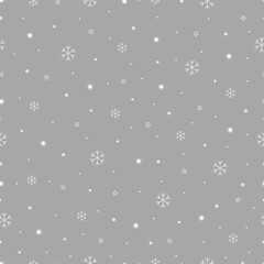 Christmas seamless pattern With snowflakes on gray background Winter Holiday Celebration Wallpapers vector illustration