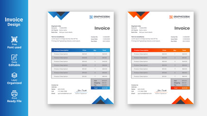 Invoice minimal design template. Bill form business invoice accounting