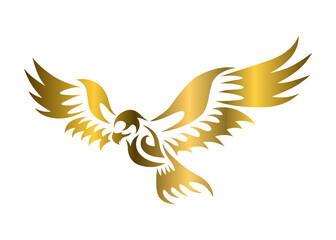 Obraz premium golden vector logo of hawk that is flying. 