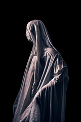 Scary ghost isolated on black background with clipping path