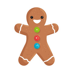 happy merry christmas ginger man cookie character vector illustration design
