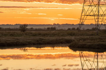 sunset pylon reflection