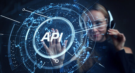 API - Application Programming Interface. Software development tool. Business, modern technology, internet and networking concept