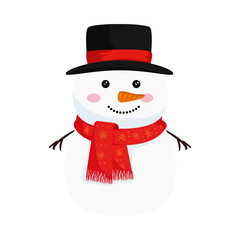 happy merry christmas snowman character vector illustration design