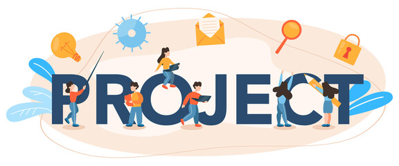 Project typographic header. Successful strategy, motivation and leadership