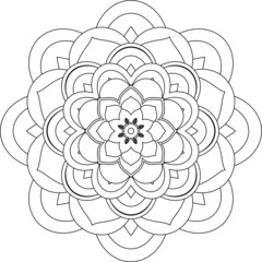 Easy Mandala coloring book simple and basic for beginners, seniors and children. Set of Mehndi flower pattern for Henna drawing and tattoo. Decoration in ethnic oriental, Indian style.