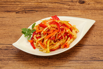 Cabbage salad with carrot and pepper