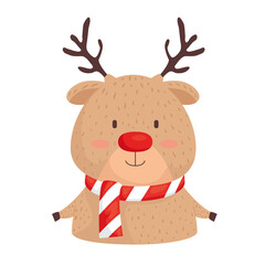 happy merry christmas reindeer character vector illustration design