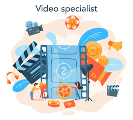 Naklejka premium Video production or videographer concept. Movie and cinema