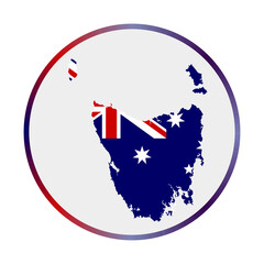 Tasmania icon. Shape of the island with Tasmania flag. Round sign with flag colors gradient ring. Stylish vector illustration.