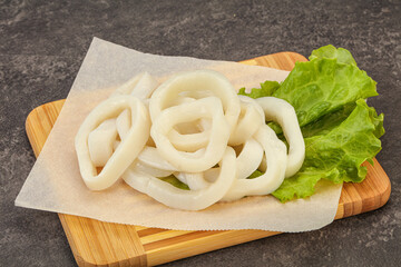 Raw squid rings for cooking