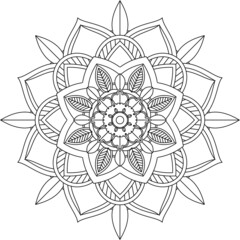 Easy Mandala coloring book simple and basic for beginners, seniors and children. Set of Mehndi flower pattern for Henna drawing and tattoo. Decoration in ethnic oriental, Indian style.
