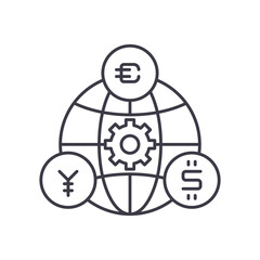 Exchange rate icon, linear isolated illustration, thin line vector, web design sign, outline concept symbol with editable stroke on white background.