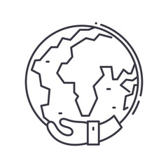 Ecological planet icon, linear isolated illustration, thin line vector, web design sign, outline concept symbol with editable stroke on white background.