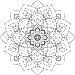 Easy Mandala coloring book simple and basic for beginners, seniors and children. Set of Mehndi flower pattern for Henna drawing and tattoo. Decoration in ethnic oriental, Indian style.