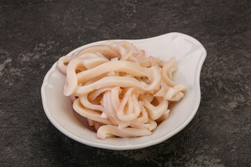 Marinated squid slices in the bowl