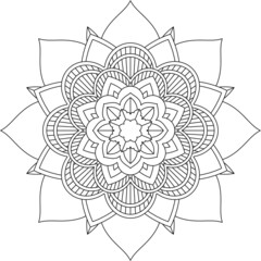 Easy Mandala coloring book simple and basic for beginners, seniors and children. Set of Mehndi flower pattern for Henna drawing and tattoo. Decoration in ethnic oriental, Indian style.