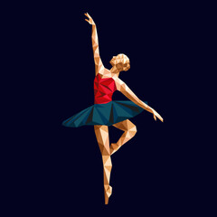 ballerina prima vector polygonal triangle paper cut logo simple abstract design low poly © Vadym